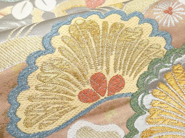平和屋着物●極上 唐織・西陣の老舗・名門・藤原織物 六通柄袋帯 雪輪立波舞花文 金銀糸 逸品 CYAA3729s5