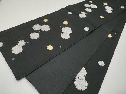 平和屋着物●極上 六通柄袋帯 唐織 雪輪吉祥文 黒地 金糸 逸品 CYAA3761s5