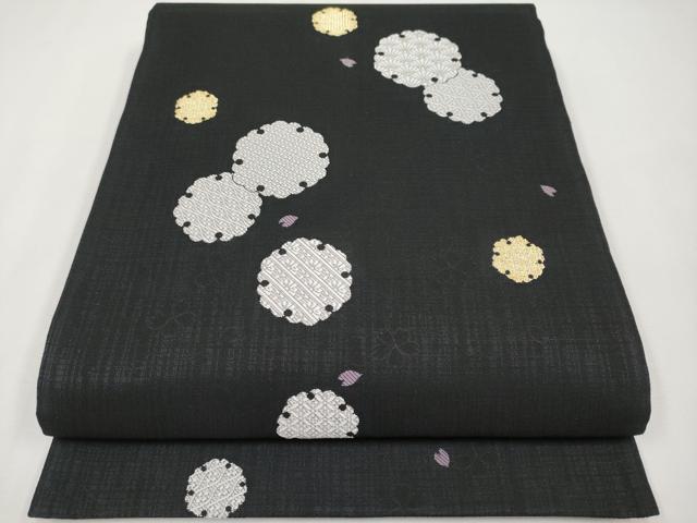 平和屋着物●極上 六通柄袋帯 唐織 雪輪吉祥文 黒地 金糸 逸品 CYAA3761s5