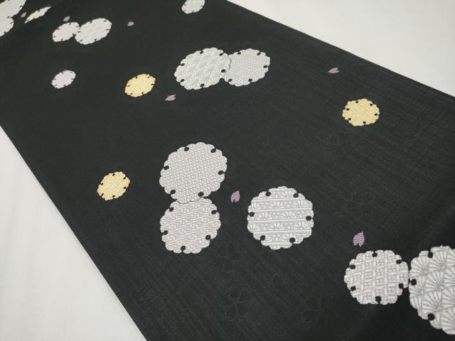 平和屋着物●極上 六通柄袋帯 唐織 雪輪吉祥文 黒地 金糸 逸品 CYAA3761s5