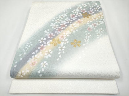 平和屋着物●極上 世界的友禅作家 千地泰弘 太鼓柄袋帯 舞桜文 金彩 逸品 CYAA3772s5