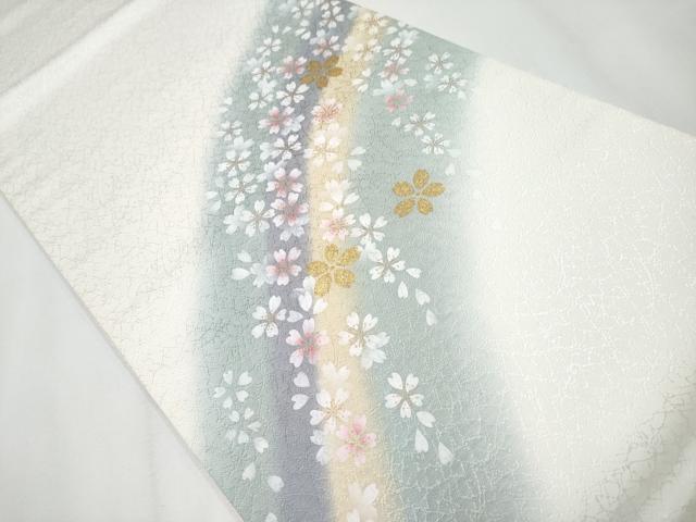 平和屋着物●極上 世界的友禅作家 千地泰弘 太鼓柄袋帯 舞桜文 金彩 逸品 CYAA3772s5