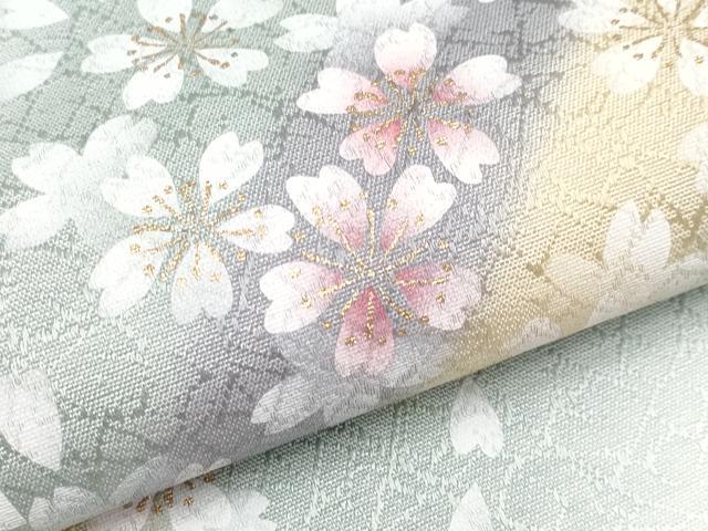 平和屋着物●極上 世界的友禅作家 千地泰弘 太鼓柄袋帯 舞桜文 金彩 逸品 CYAA3772s5