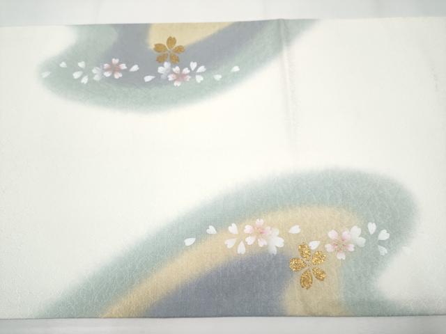 平和屋着物●極上 世界的友禅作家 千地泰弘 太鼓柄袋帯 舞桜文 金彩 逸品 CYAA3772s5
