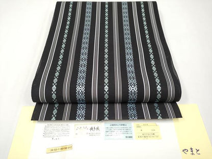 平和屋着物＊極上 夏物 博多織人 黒木織物 本場筑前博多帯 八寸名古屋帯 両もじり紗献上 黒地 やまと誂製 証紙付 逸品 未使用 CYAA3779s5