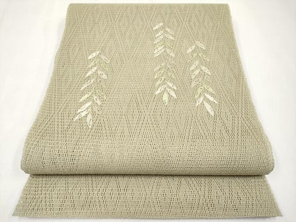 平和屋着物＊極上 夏物 八寸名古屋帯 羅 総刺繍 枝垂れ柳 利休茶色地 逸品 未使用 CYAA3780s5