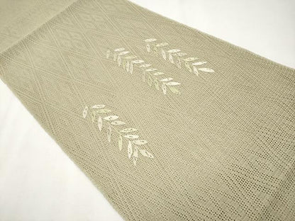 平和屋着物＊極上 夏物 八寸名古屋帯 羅 総刺繍 枝垂れ柳 利休茶色地 逸品 未使用 CYAA3780s5