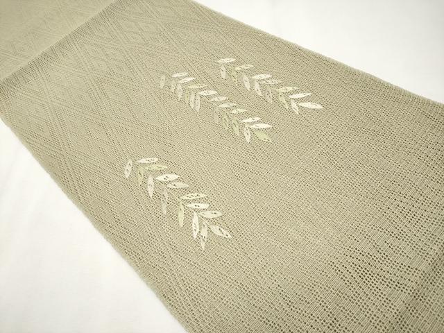 平和屋着物＊極上 夏物 八寸名古屋帯 羅 総刺繍 枝垂れ柳 利休茶色地 逸品 未使用 CYAA3780s5