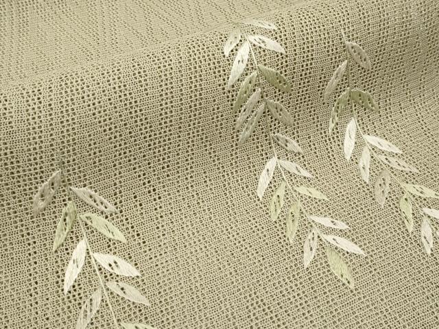 平和屋着物＊極上 夏物 八寸名古屋帯 羅 総刺繍 枝垂れ柳 利休茶色地 逸品 未使用 CYAA3780s5