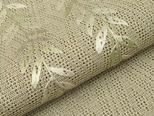 平和屋着物＊極上 夏物 八寸名古屋帯 羅 総刺繍 枝垂れ柳 利休茶色地 逸品 未使用 CYAA3780s5
