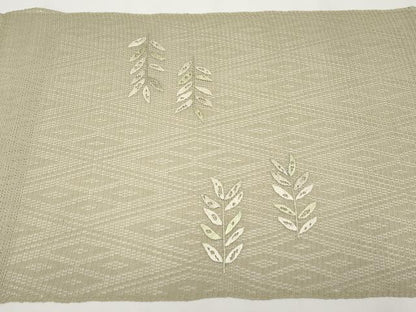 平和屋着物＊極上 夏物 八寸名古屋帯 羅 総刺繍 枝垂れ柳 利休茶色地 逸品 未使用 CYAA3780s5