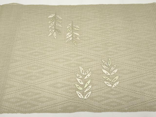 平和屋着物＊極上 夏物 八寸名古屋帯 羅 総刺繍 枝垂れ柳 利休茶色地 逸品 未使用 CYAA3780s5