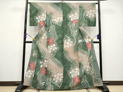 平和屋着物∴極上 夏物 浴衣 有松鳴海絞り 流水枝花文 綿 逸品 CYAA3790s5