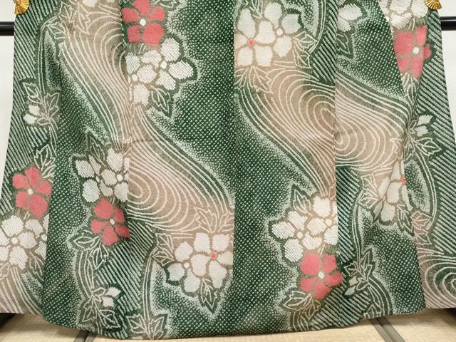 平和屋着物∴極上 夏物 浴衣 有松鳴海絞り 流水枝花文 綿 逸品 CYAA3790s5