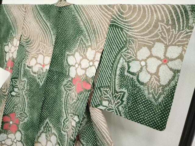 平和屋着物∴極上 夏物 浴衣 有松鳴海絞り 流水枝花文 綿 逸品 CYAA3790s5