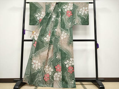 平和屋着物∴極上 夏物 浴衣 有松鳴海絞り 流水枝花文 綿 逸品 CYAA3790s5