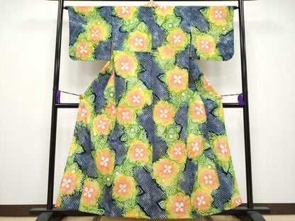 平和屋着物∴極上 夏物 浴衣 有松鳴海絞り 舞花文 綿 逸品 未使用 CYAA3791s5
