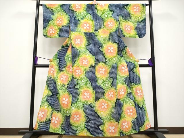 平和屋着物∴極上 夏物 浴衣 有松鳴海絞り 舞花文 綿 逸品 未使用 CYAA3791s5