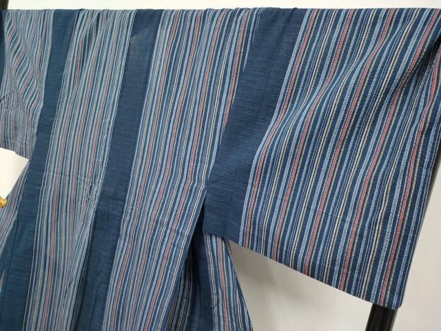 平和屋着物∴極上 夏物 男性 阿波しじら織 浴衣 キングサイズ 縞 綿 逸品 CYAA3795s5