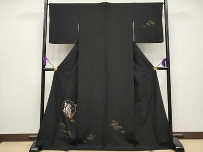 平和屋本店■極上　訪問着　手描き　雷神　黒地　金彩　逸品　CYAA3814s5
