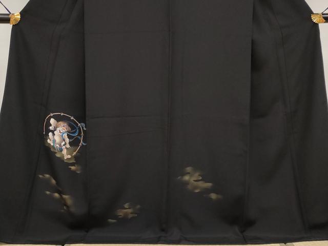 平和屋本店■極上　訪問着　手描き　雷神　黒地　金彩　逸品　CYAA3814s5