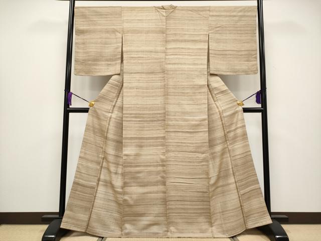 平和屋着物●極上 インド・アッサム 野蚕糸 手織 ムガシルク 横段文 逸品 未使用 CYAA3818s5