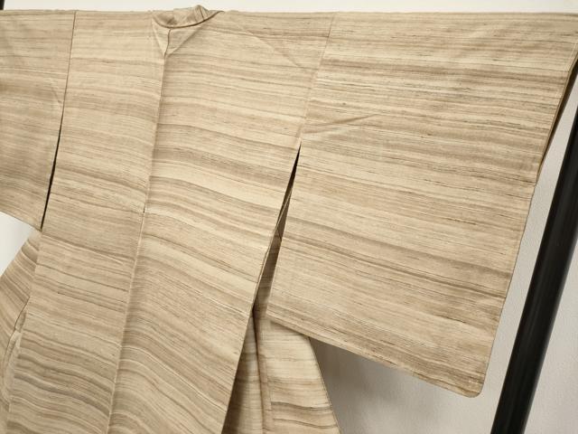 平和屋着物●極上 インド・アッサム 野蚕糸 手織 ムガシルク 横段文 逸品 未使用 CYAA3818s5