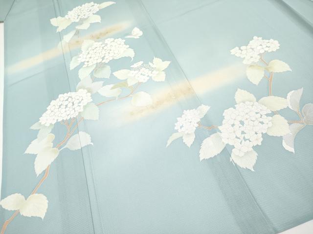 平和屋着物＊極上 夏物 訪問着 絽 紫陽花 暈し染め 金銀彩 秘色色地 逸品 未使用 CYAA3825s5