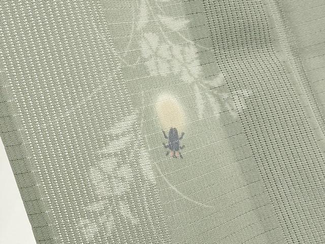 平和屋着物＊極上 夏物 小紋 京友禅 紋堅駒絽 変わり絽 蛍暈し ホタル 青白橡色地 逸品 CYAA3829s5