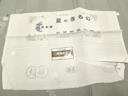 平和屋着物＊極上 夏物 小紋 京友禅 紋堅駒絽 変わり絽 蛍暈し ホタル 青白橡色地 逸品 CYAA3829s5