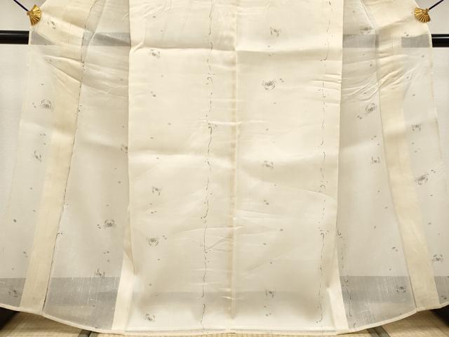 平和屋着物＊極上 夏物 絹芭蕉 蟹 カニ 薄香色地 逸品 CYAA3830s5