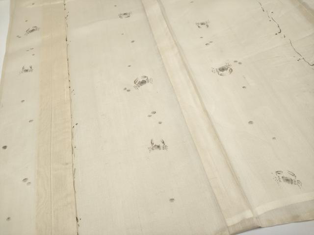 平和屋着物＊極上 夏物 絹芭蕉 蟹 カニ 薄香色地 逸品 CYAA3830s5