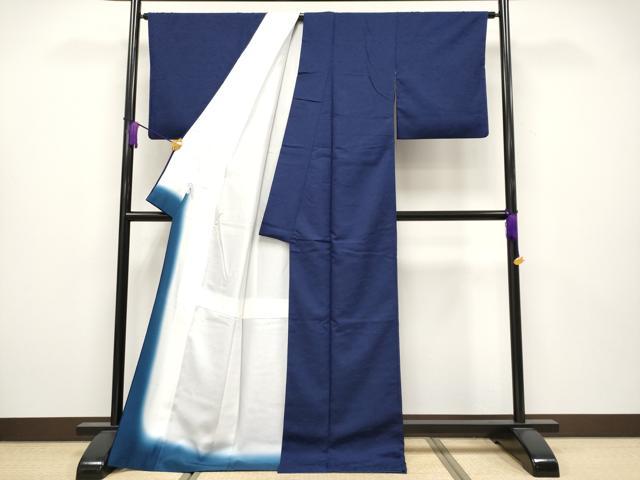 平和屋着物○極上 BANKANわものや お召 桐竹鳳凰地紋 濃紺地