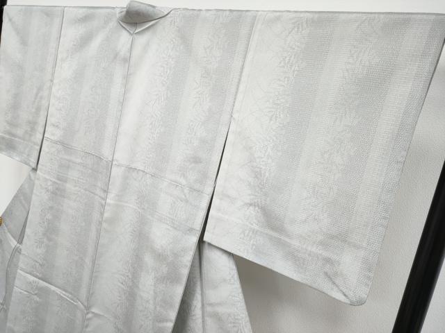 平和屋着物▽極上 本塩沢 単衣 110亀甲 草木文 枯野色地 逸品 未使用 CYAA3840s5