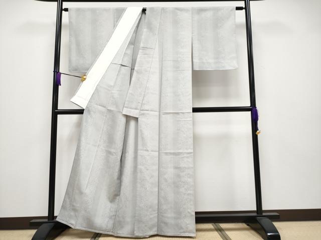 平和屋着物▽極上 本塩沢 単衣 110亀甲 草木文 枯野色地 逸品 未使用 CYAA3840s5