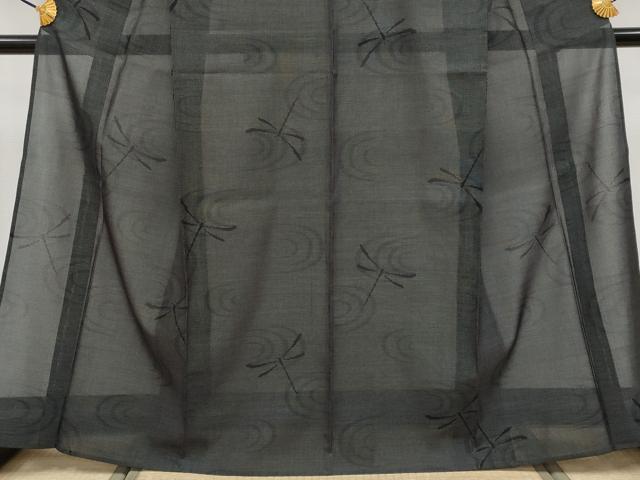 平和屋着物■極上　夏物　本場大島紬　夏大島　9マルキ　トンボ　黒地　逸品　CYAA3843s5