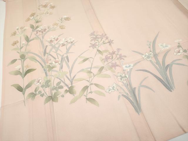 平和屋着物＊極上 夏物 訪問着 絽 草花文 銀彩 一斤染色地 逸品 CYAA3848s5