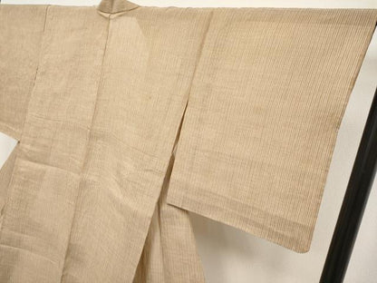 平和屋着物＊極上 夏物 本場小千谷ちぢみ 縞 丁子染色 反端付き 麻 逸品 未使用 CYAA3850s5
