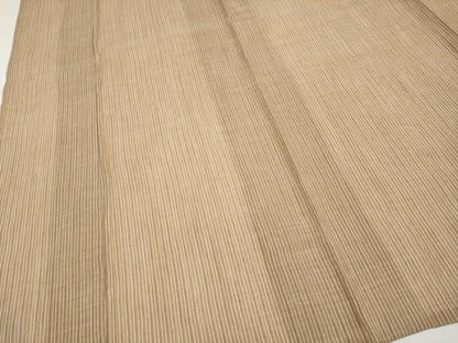 平和屋着物＊極上 夏物 本場小千谷ちぢみ 縞 丁子染色 反端付き 麻 逸品 未使用 CYAA3850s5