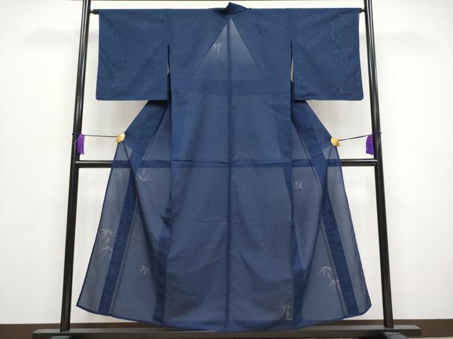 平和屋着物＊極上 夏物 色無地 笹竹紋紗 紺青色地 逸品 未使用 CYAA3853s5
