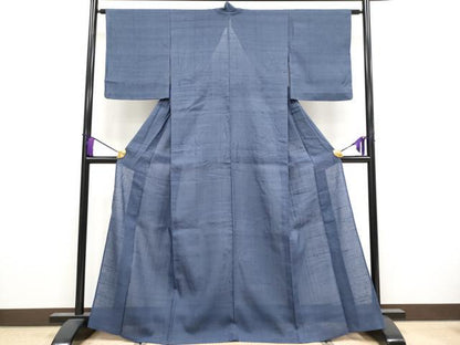 平和屋着物＊極上 染織の名門 しょうざん 生紬 夏物 色無地 青褐色地 逸品 CYAA3854s5