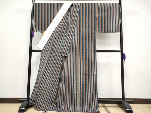平和屋着物∴極上 夏物 阿波しじら織 浴衣 縞 綿 逸品 CYAA3855s5