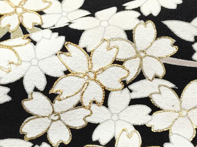 平和屋着物●極上　訪問着　作家物　駒刺繍　舞桜　黒地　金彩　逸品　CYAA3856s5