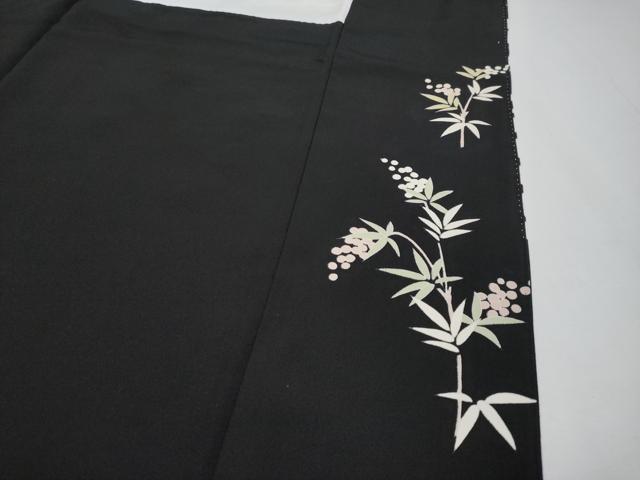 平和屋着物●極上　訪問着　作家物　駒刺繍　舞桜　黒地　金彩　逸品　CYAA3856s5