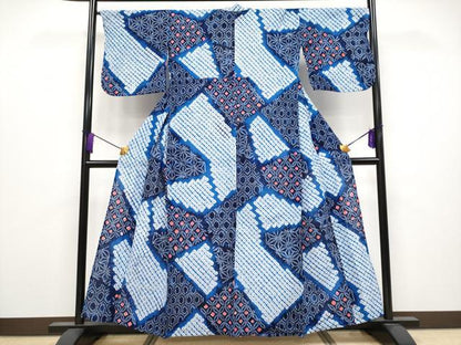 平和屋着物∴極上 夏物 浴衣 有松鳴海絞り 切嵌吉祥文 綿 逸品 CYAA3864s5