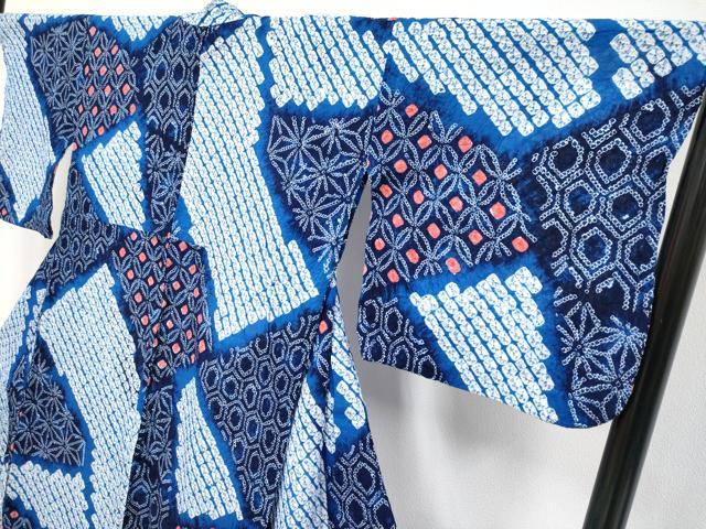 平和屋着物∴極上 夏物 浴衣 有松鳴海絞り 切嵌吉祥文 綿 逸品 CYAA3864s5
