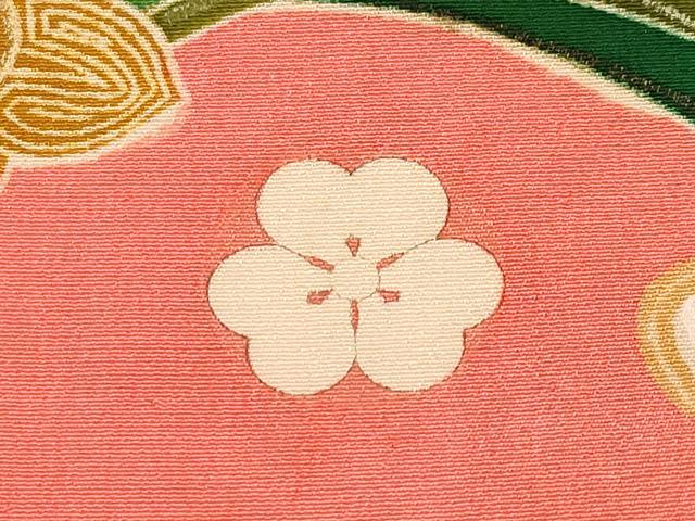 平和屋着物●極上 アンティーク 大正ロマン 振袖 駒刺繍 花車文 銀朱色地 逸品 CYAA3872s5
