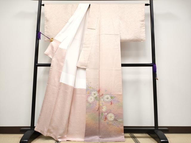 平和屋本店■最高級 二代目 久保田一竹 幻の辻が花 色留訪問着 長襦袢セット 絞り 暈し染め 金銀通し地 洗柿色地 逸品 未使用 CYAA3874s5