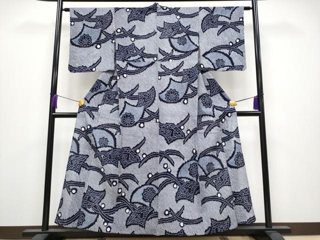 平和屋着物∴極上 夏物 浴衣 有松鳴海絞り 扇面花文 綿 逸品 未使用 CYAA3876s5