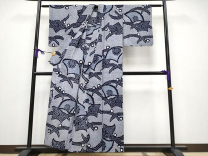平和屋着物∴極上 夏物 浴衣 有松鳴海絞り 扇面花文 綿 逸品 未使用 CYAA3876s5